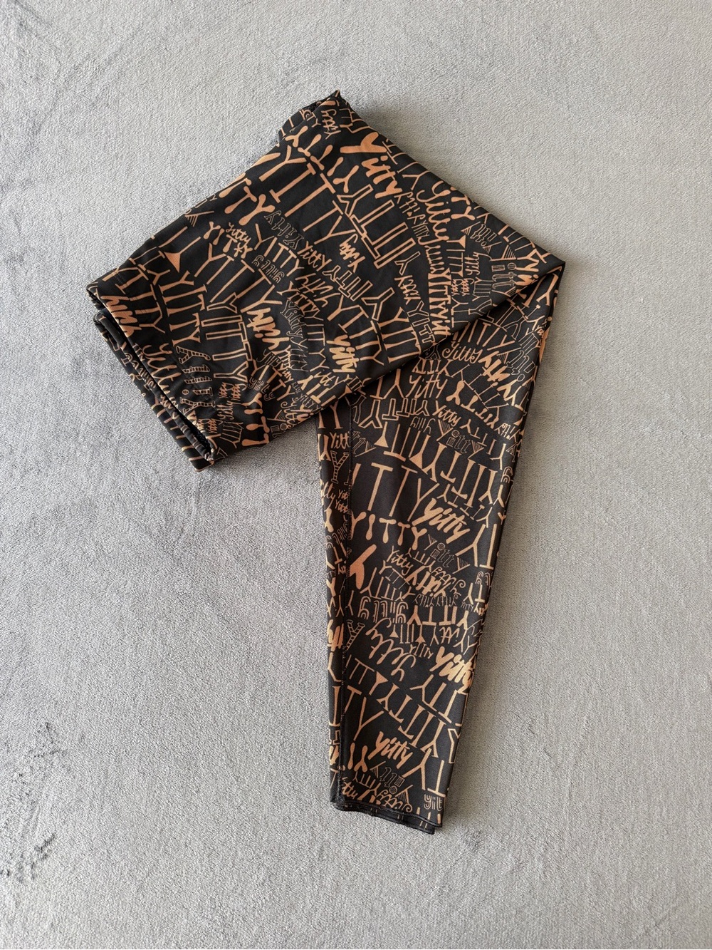 YITTY Black Leggings with Bronze Logo Print - Picture 3 of 10